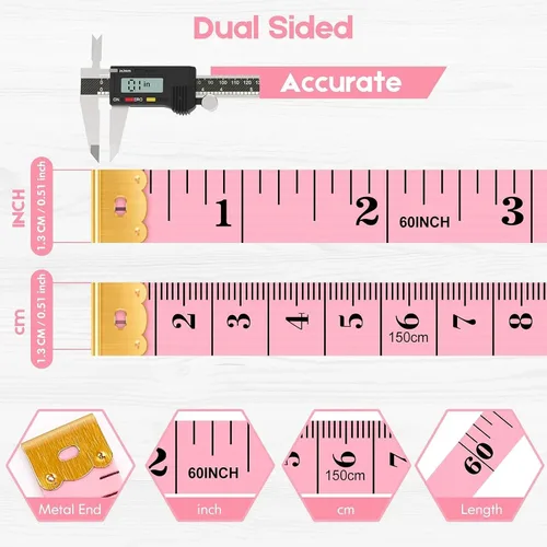 Vista 3 de iBayam Cinta métrica, regla suave cinta métrica para pérdida de peso corporal, tela de costura, tela a medida, suministros de manualidades