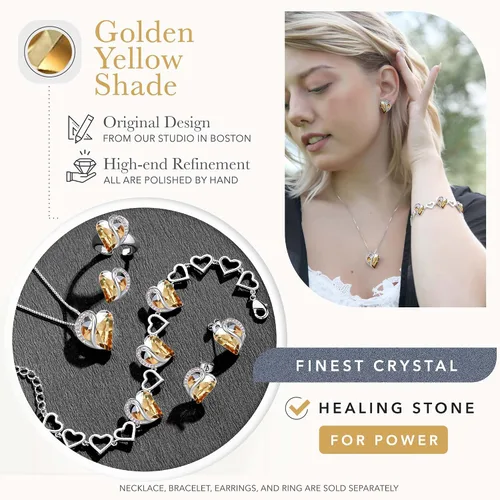 Vista 4 de Leafael - Pulsera de amor infinito con eslabones, corazón de cristal y piedra natal, regalos para mujer, tono plateado, 7 pulgadas con extensor de 2