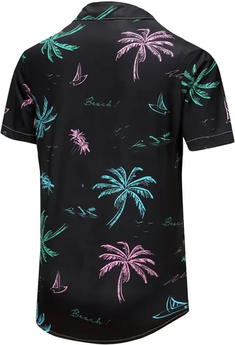 Vista 110 de KYKU - Camisa hawaiana funky para hombre, ropa tropical para vacaciones en Palm Beach