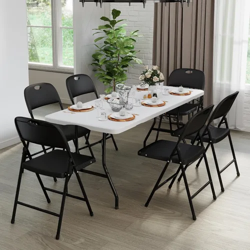 Vista 8 de Sillas plegables, silla plegable de plástico, sillas plegables de metal resistente de plástico para exteriores, asiento comercial plegable
