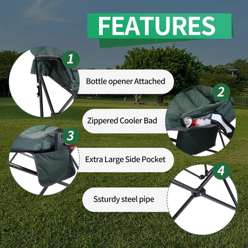 Vista 5 de Silla de campamento con calefacción, sillas de campamento con calefacción para adultos, silla de campamento de gran tamaño, silla acolchada XL