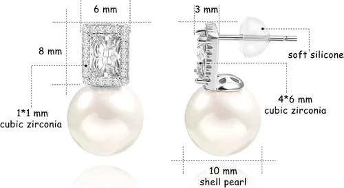 Vista 51 de Aretes colgantes de plata de ley 925 seleccionados a mano AAA+ de 7.5 a 0.315 in con perlas cultivadas de agua dulce blancas para mujer