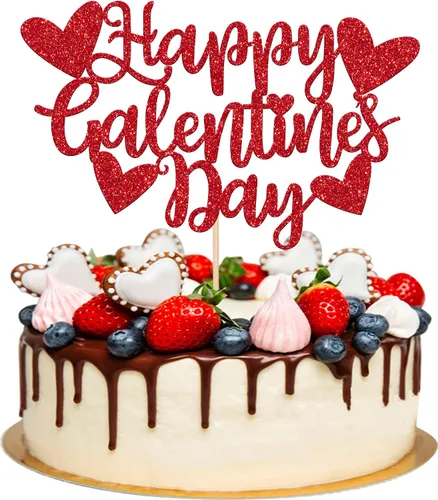Vista 9 de 1 decoración de pastel para el día de San Valentín con corazón con purpurina de dulce amor, decoración para el primer día de San Valentín, temática