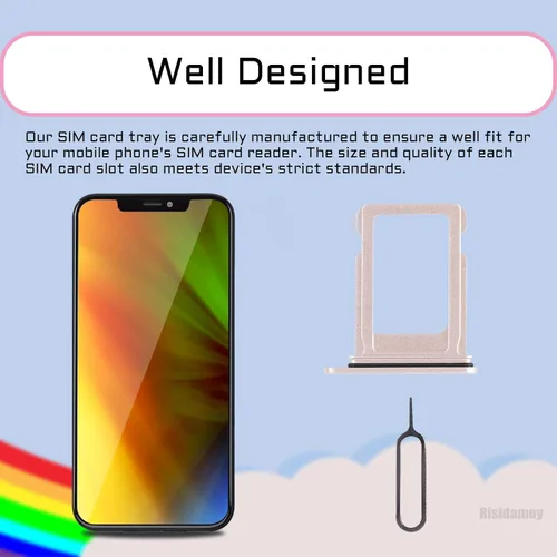 Vista 6 de Bandeja de repuesto para iPhone 13, color rosa Single SIM Card Slot with Waterproof Rubber Ring Repair Fix Kit Card Removal Tool for iPhone13