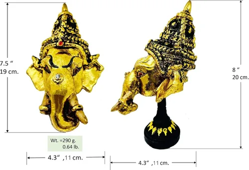 Vista 9 de BUDDHO Máscara tailandesa de Khon, esculturas tailandesas, ramayana, resina, drama, coleccionable, artesanía tailandesa, decoración (Ganesha)