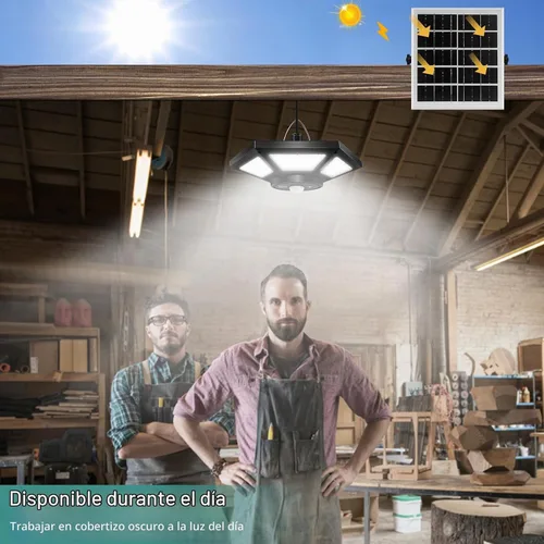 Vista 2 de AEQ - Luz solar de cobertizo para interiores y exteriores, funciona durante el día con control remoto, iluminación de 360°, impermeable, luces