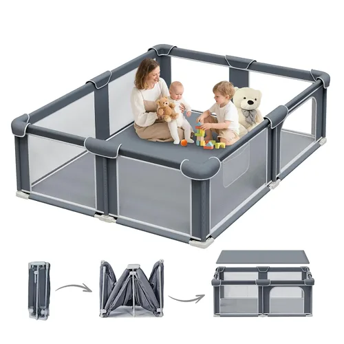 Vista 12 de G TALECO GEAR Corralito plegable para bebés y niños pequeños, patio de juegos portátil de 50"x50" con alfombra, corral de juegos plegable para niños