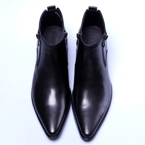 Vista 5 de Santimon Botas casuales con punta puntiaguda con cremallera de moda para hombre