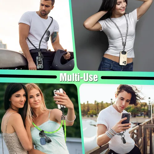 Vista 6 de Kaptron Cordón universal para teléfono celular: correa cruzada ajustable para teléfono celular con soporte de silicona para teléfono y correas