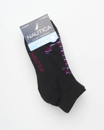 Vista 2 de Nautica Calcetines para mujer Calcetines deportivos de corte cuarto (paquete de 6)