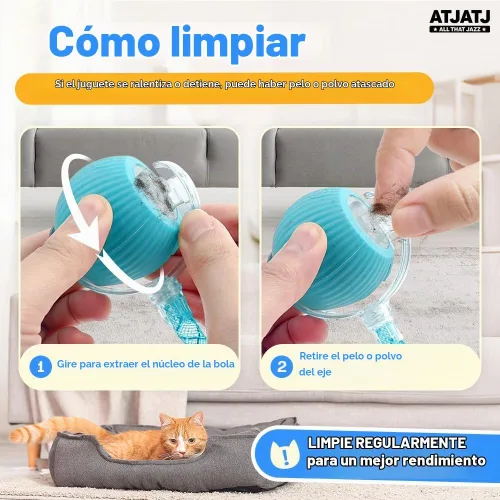 Vista 9 de Pelotas interactivas para gatos de interior, juguete inteligente automatizado para gatos con cola de malla elástica, juguete recargable de 3