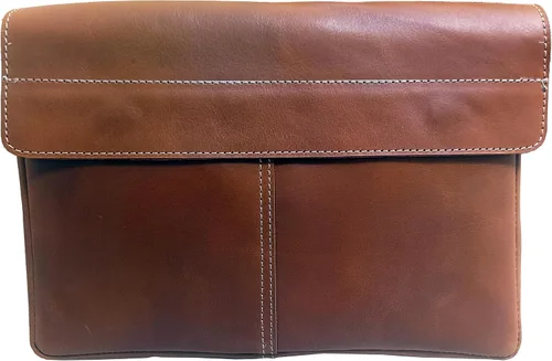 Vista 4 de CALYX Carpeta de cuero, organizador de carpetas de archivos de cuero de grano completo, soporte para documentos, cartera de cuero para hombres