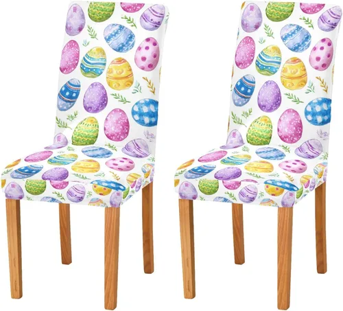 Vista 17 de Kcldeci Juego de 4 fundas de elastano para sillas de comedor navideñas, fundas elásticas para sillas de jengibre navideñas, fundas de asiento