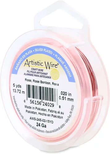 Vista 133 de Artistic Wire, Alambre de cobre de color chapado en plata de calibre 18, resistente al deslustre, amatista, 20 pies