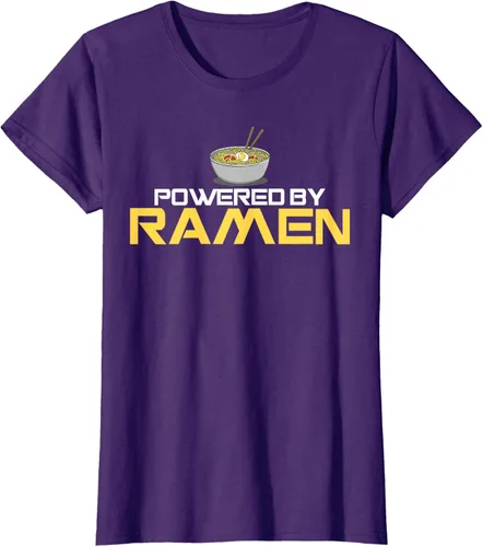 Vista 8 de Camiseta de fideos de anime japoneses Powered By Ramen, Negro, S
