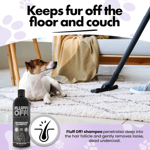 Vista 6 de Fluff Off! by Girl With The Dogs, Champú y acondicionador natural para perros y gatos, paquete de 16 onzas