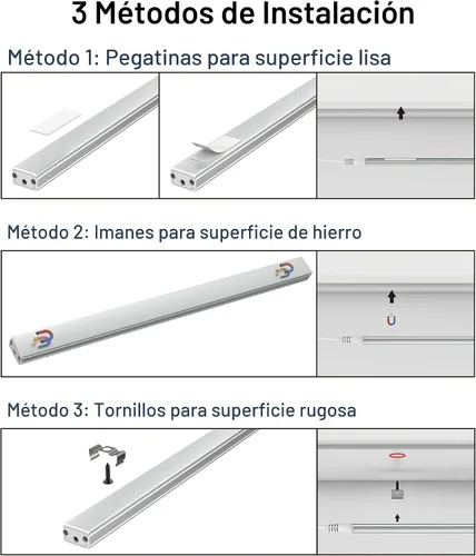 Vista 7 de ASOKO - Luces LED regulables para debajo del gabinete, 2700 K, 3 piezas de 12 pulgadas enlazables