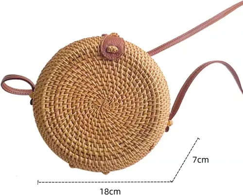 Vista 7 de Handwoven Rattan Bag for Women,Girls Summer Beach Crossbody Bags,Woven Clutch