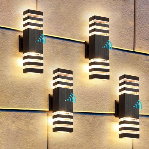 Vista 15 de Luces de pared para exteriores de anochecer a amanecer - Diseño impermeable de 2 capas, modernas lámparas de exterior de aluminio para casa, luces