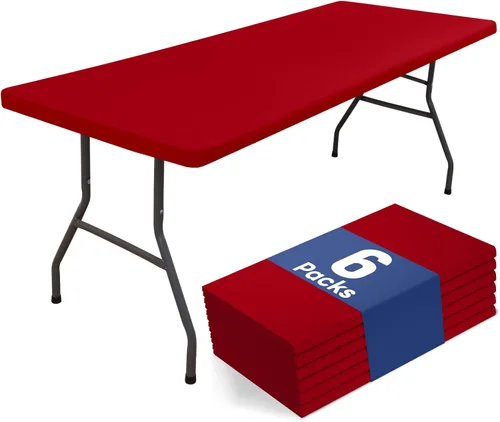 Vista 31 de homing Paquete de 4 manteles rectangulares de 4 pies, mantel ajustable de poliéster impermeable, lavable, para picnic, campamento, al aire libre