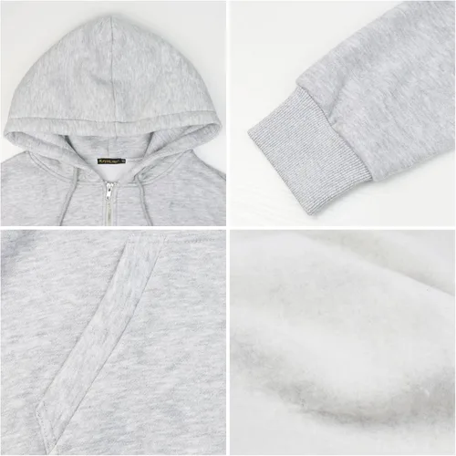 Vista 6 de ROYLAMP Sudaderas con capucha de gran tamaño con cremallera para mujer, sudaderas con capucha y bolsillos, para otoño e invierno