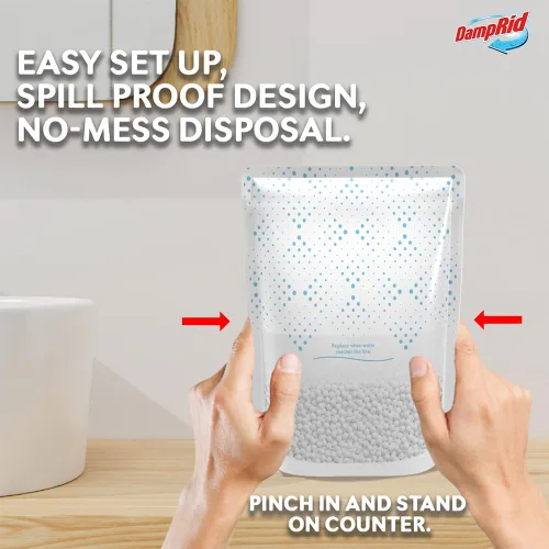Vista 3 de DampRid Bolsas de absorción de humedad de uso único con aroma fresco, paquete de 6
