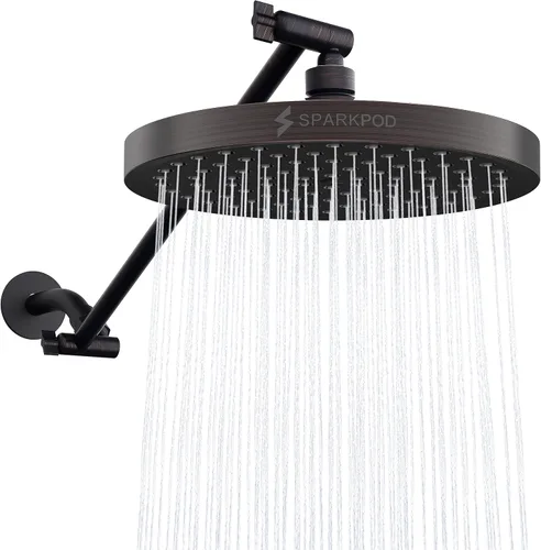 Vista 26 de SparkPod Cabezal de Ducha de Lluvia Redondo con Brazo de Extensión - Cabezal de Ducha de Altura Ajustable con Rendimiento de Alta Presión