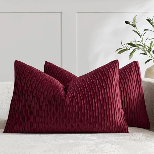 Vista 42 de DEZENE Fundas de almohada para sofá color marfil blanco: pack de 2 fundas de almohada cuadradas de terciopelo a rayas originales de 16x16 pulgadas