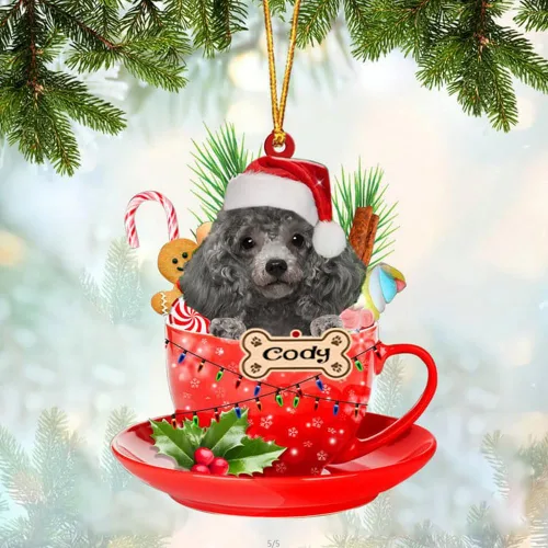 Vista 42 de NAZENTI Adorno personalizado de Alaskan Malamute en taza roja, adorno de Navidad personalizado para perros amantes de las mascotas, colgante