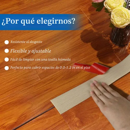 Vista 4 de Tira de transición de suelo autoadhesiva, tiras de cobertura de suelo laminado de vinilo de 1.57 pulgadas de ancho, divisores planos de Beige