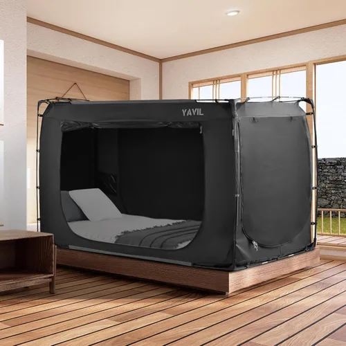 Vista 10 de YAVIL Tienda de Cama Dosel de Cama Tamaño Twin, Tiendas de Campaña Portátiles para Dormir, Tiendas de Campaña de Ensueño para Interiores para Niños