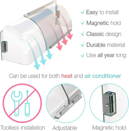 Vista 10 de Home Intuition Deflector de ventilación de calor y aire de 8.5 a 15 pulgadas, magnético, sin fusión, ajustable para rejillas de ventilación, paredes