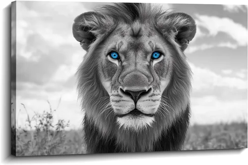 Vista 9 de LYUNSHUO Lienzo decorativo para pared, diseño de león y leona, animales en blanco y negro, imágenes de pareja, pintura abstracta de vida silvestre