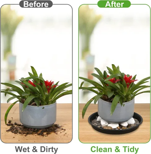 Vista 4 de Paquete de 8 Platillos de Plástico para Plantas de 10 Pulgadas 12 Pulgadas 14 Pulgadas 15 Pulgadas Bandejas de Goteo Platillos para Plantas