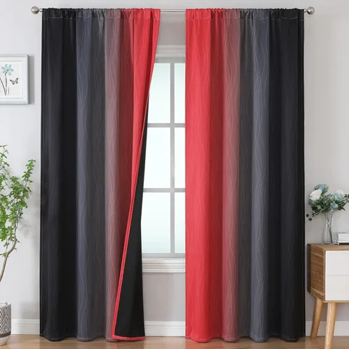 Vista 43 de Estelar Textiler Cortinas oscurecedoras beige y blanco grisáceo de 45 pulgadas de largo, cortinas graduadas con bloqueo de luz para baño, cortinas