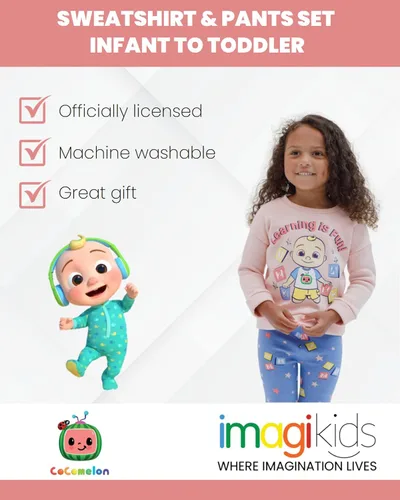 Vista 3 de CoComelon JJ - Conjunto de sudadera y pantalones de vellón para bebés y niñas pequeñas