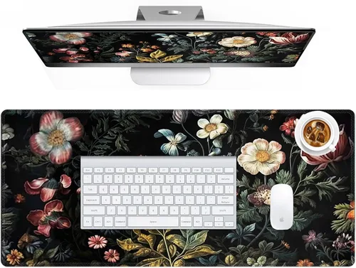 Vista 9 de HAOCOO Alfombrilla de escritorio con bordes ondulados para computadora, alfombrilla de mouse antideslizante, alfombrilla de escritorio lavable