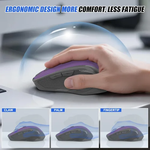 Vista 7 de Ratón inalámbrico Jiggler – Ratones ergonómicos Bluetooth con motor de mouse para mantener las computadoras despiertas, 3 niveles de DPI recargables