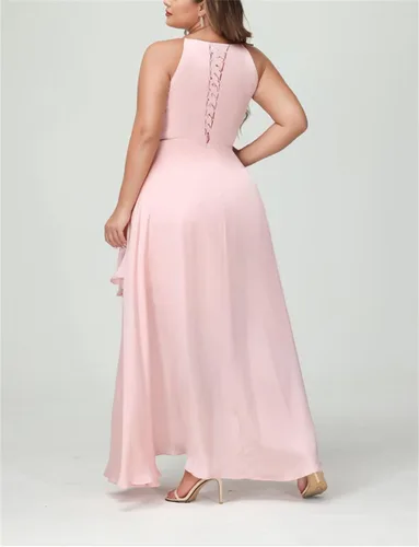 Vista 5 de Plus Size Bridesmaid Dresses with Spaghetti Strap Asymmetrical Sleeveless Formal Party Gowns, Sage, 24 Plus