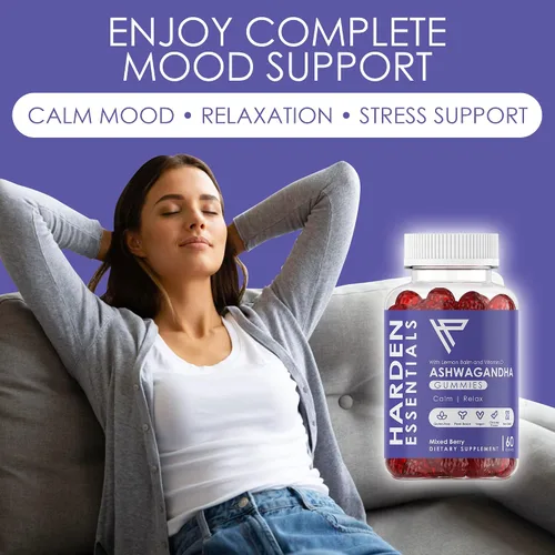 Vista 6 de KSM-66 Ashwagandha Gummies 750mg por gomita – 1,500 mg por porción – Apoyo al estrés y cortisol – con bálsamo de limón y vitamina D – 60