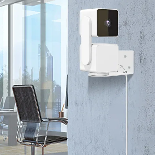 Vista 2 de Haoyou Soporte de pared de metal para Wyze Cam Pan V3/V4 Wyze Cam V4/V3 adhesivo sin taladrar instalación en interiores y exteriores
