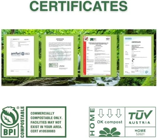 Vista 5 de OrangeBio Bolsas Compostables Certificadas para Productos del Hogar, 250 Unidades, 14 x 18 Pulgadas, Soportan hasta 14 Libras, ASTM D6400, EN 13432
