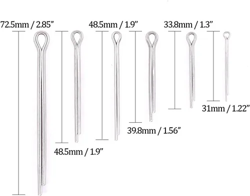 Vista 2 de Glarks 90 piezas de acero inoxidable 304 pasador de chaveta clip clave Fastner montaje surtido kit