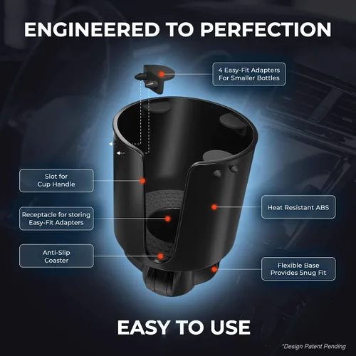 Vista 2 de Expansor y adaptador para portavasos de automóvil para botellas grandes, compatible con botellas HydroFlask, Nalgene, Yeti, Camelbak y Klean