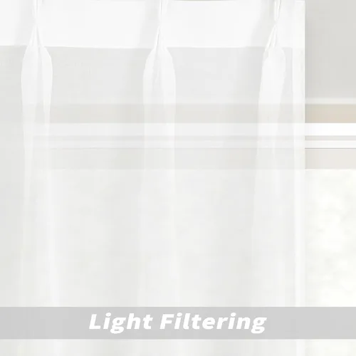 Vista 7 de DriftAway Cortinas plisadas transparentes de 84 pulgadas de largo, juego de 2 paneles con pestaña trasera, cortinas verticales traslúcidas