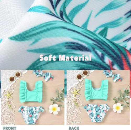 Vista 5 de Aalizzwell Traje de baño de bikini para bebé niña con diadema