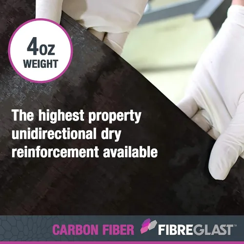 Vista 2 de Fibre Glast Fibra de carbono unidireccional – Tela de grafito de alta resistencia, ligera, impermeable y aerodinámica – Uso con resina epoxi