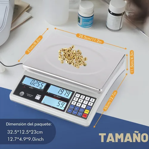Vista 6 de Bonvoisin Báscula digital industrial para piezas y monedas (10kg/22lb, 0.004 oz) - Báscula electrónica de conteo de inventario