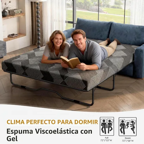 Vista 3 de Colchón de espuma viscoelástica de gel de 4 pulgadas tamaño matrimonial, repuesto de colchón para sofá, cama, habitaciones de invitados, caravanas