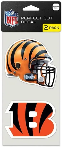 Vista 2 de NFL Cincinnati Bengals - Calcomanías de corte perfecto (juego de 2), 4 x 4 pulgadas